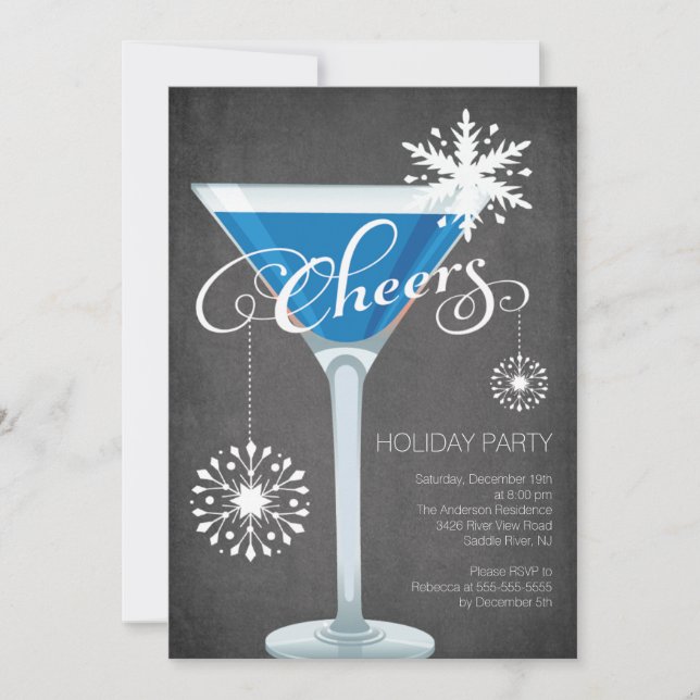 Snowflake Holiday Cocktail Party Invitation (Devant)