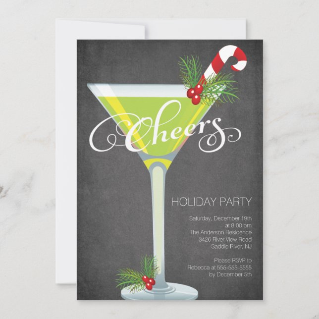 Snowflake Holiday Cocktail Party Invitation (Devant)