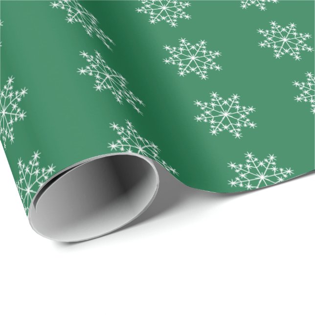 Snowflake Holiday Design Dunkelgrüne Weihnachten Geschenkpapier (Rolleneckpunkt)