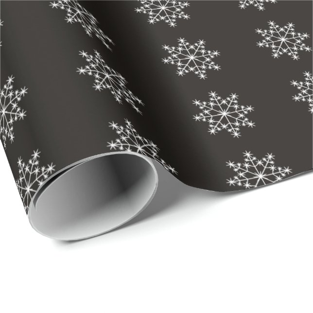 Snowflake Holiday Design Schwarz-weiß Weihnachten Geschenkpapier (Rolleneckpunkt)