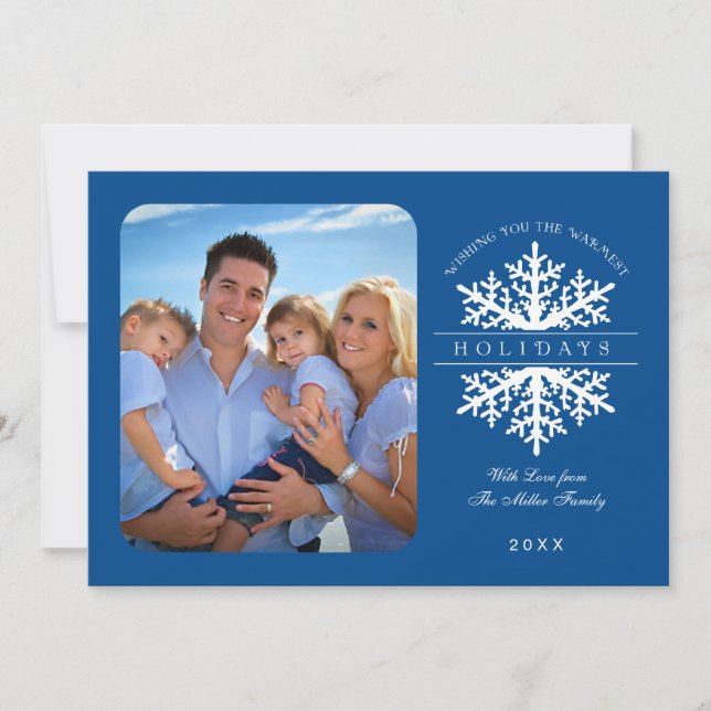 Snowflake Holiday Foto Card Einladung (Vorderseite)