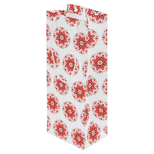 Snowflake Holiday Geschenktasche Geschenktüte Für Weinflaschen (Rückseite Schrägansicht)