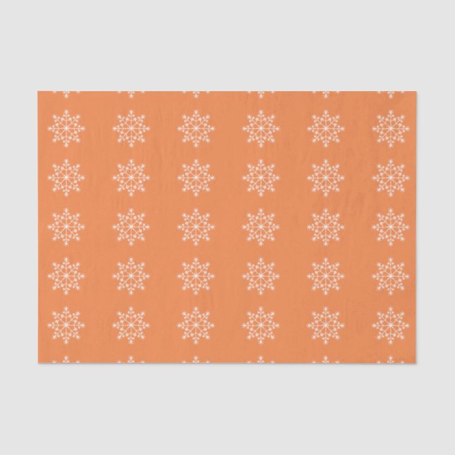 Snowflake Holiday Pattern Vibranno Orange Weihnach Seidenpapier (Vorderseite)