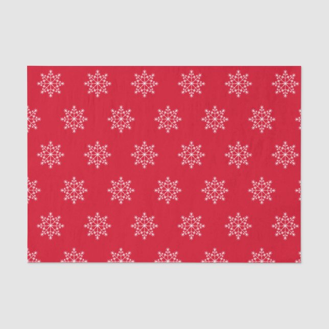 Snowflake Holiday Pattern Weihnachten Rot Seidenpapier (Vorderseite)