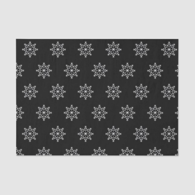 Snowflake Holiday Pattern Weihnachten Schwarz-weiß Seidenpapier (Vorderseite)