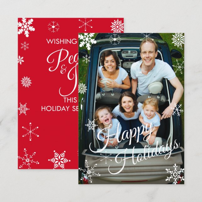 Snowflake Holiday Personalisiert Flat Grußkarte Einladung (Vorne/Hinten)