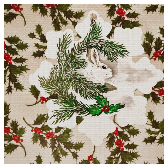 Snowflake Holly Rabbit Stoff (Muster)