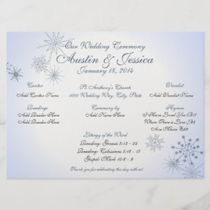 Snowflake Ice Blue Wedding Programme
