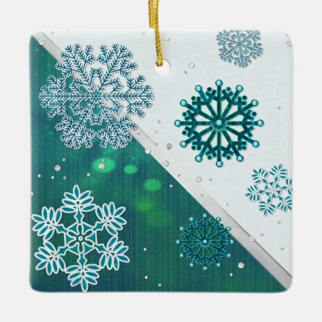 Snowflake Jewelen 3D Keramikornament (Vorderseite)