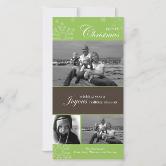 Snowflake Joyeux Noël Carte photo vert
