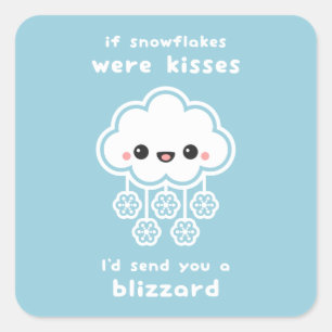 Snowflake Kisses Liebe Quadratischer Aufkleber