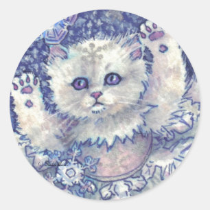 Snowflake Kitten Stickers