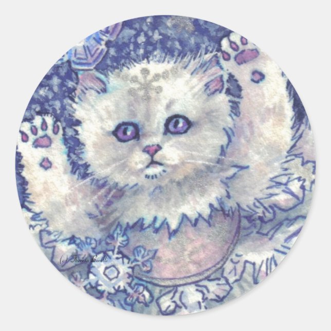 Snowflake Kitten Stickers (Vorderseite)