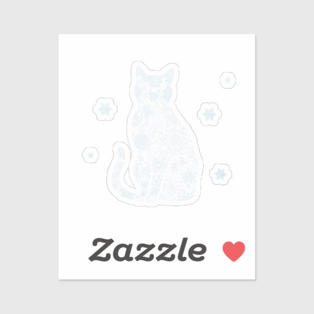 Snowflake Kitty — Minimalist Winter Cat Sticker (Feuille)
