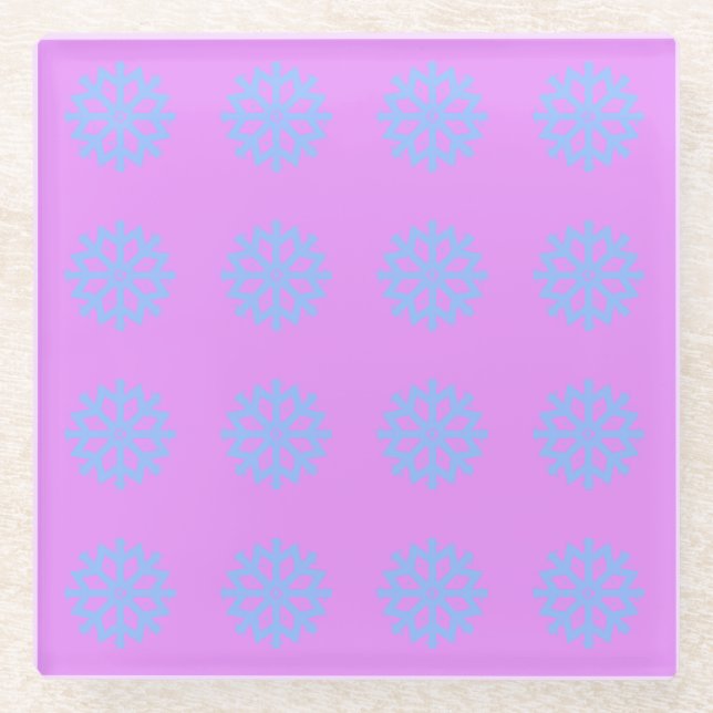 Snowflake Light Blue Winter Festival Pattern Lilac Glasuntersetzer (Vorderseite)
