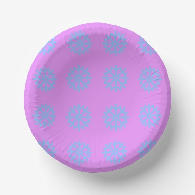 Snowflake Light Blue Winter Festival Pattern Lilac Pappteller (Vorderseite)