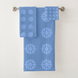 Snowflake Light Blue Winter Pattern Badhandtuch Set