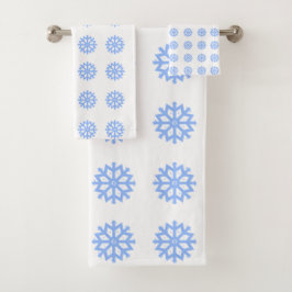 Snowflake Light Blue Winter Pattern Badhandtuch Set
