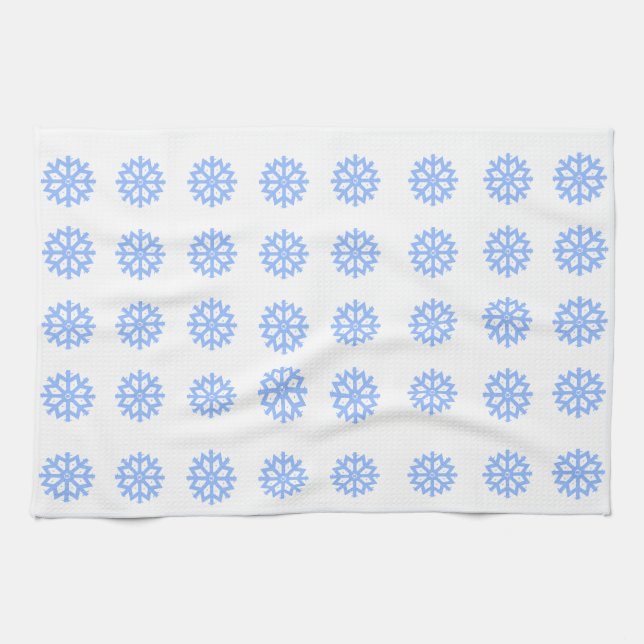 Snowflake Light Blue Winter Pattern Geschirrtuch (Horizontal)