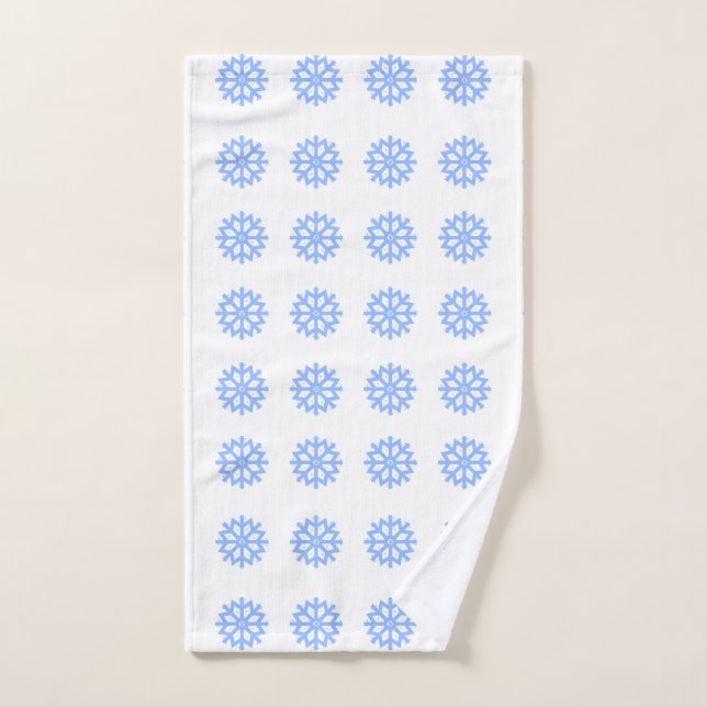 Snowflake Light Blue Winter Pattern  Handtuch (Handtuch)