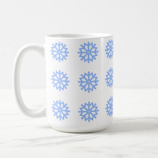 Snowflake Light Blue Winter Pattern Kaffeetasse (Links)