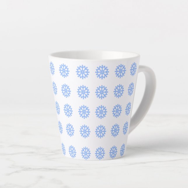 Snowflake Light Blue Winter Pattern Milchtasse (Rechte Ecke)
