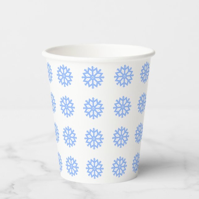 Snowflake Light Blue Winter Pattern Pappbecher (Vorderseite)