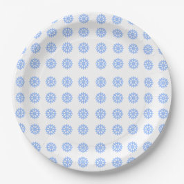 Snowflake Light Blue Winter Pattern Pappteller