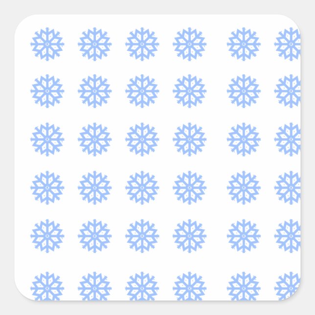 Snowflake Light Blue Winter Pattern Quadratischer Aufkleber (Vorderseite)
