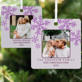 Snowflake Lila Glam Elegante 2 Foto Weihnachten Ornament Aus Metall
