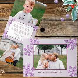 Snowflake Lila Glam Elegante 5 Fotos Collage Dreifach Gefaltete Urlaubskarte