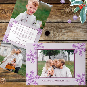 Snowflake Lila Glam Elegante 5 Fotos Collage Dreifach Gefaltete Urlaubskarte