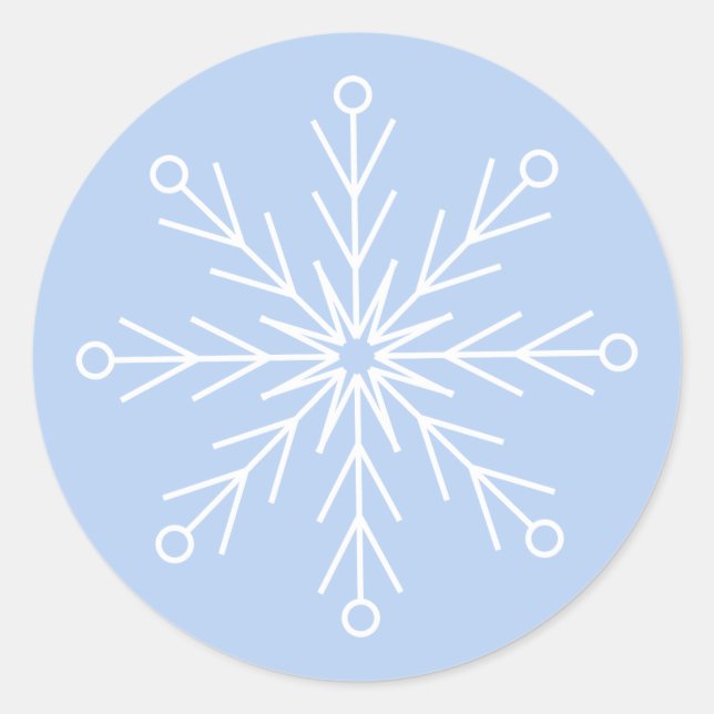 Snowflake Line Art Blue Sticker (Vorderseite)