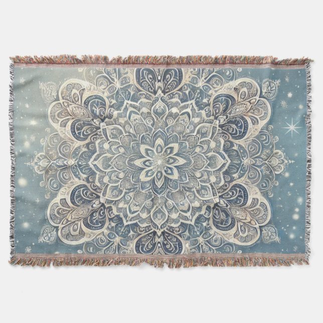 Snowflake Mandala in Frosty Hues 3 Decke (Vorderseite)