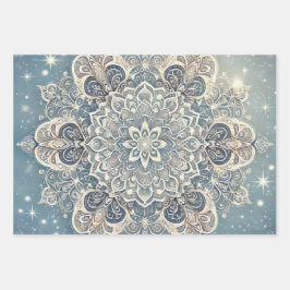 Snowflake Mandala in Frosty Hues 3 Geschenkpapier Set