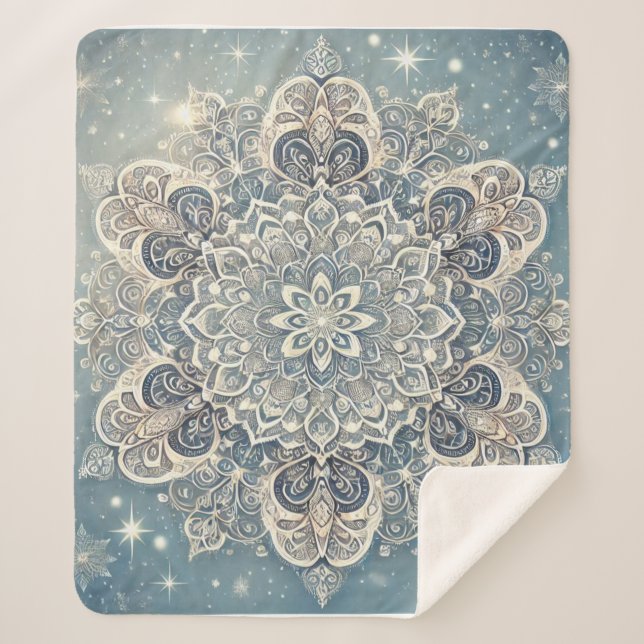 Snowflake Mandala in Frosty Hues 3 Sherpadecke (Vorderseite)