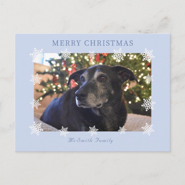 Snowflake Modern Family Foto Holiday Card Postkarte (Vorderseite)