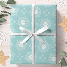 Snowflake Monogram Modern Aqua Weihnachtsfeiertag