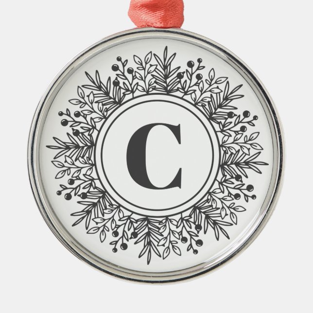 Snowflake Monogram Ornament Aus Metall (Vorne)