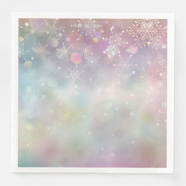 Snowflake Muster in Soft Pastellfarben Bokeh Serviette (Vorderseite)
