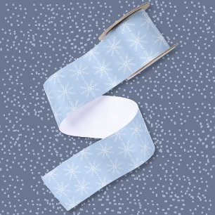 Snowflake Muster Light Blue Ribbon Satinband
