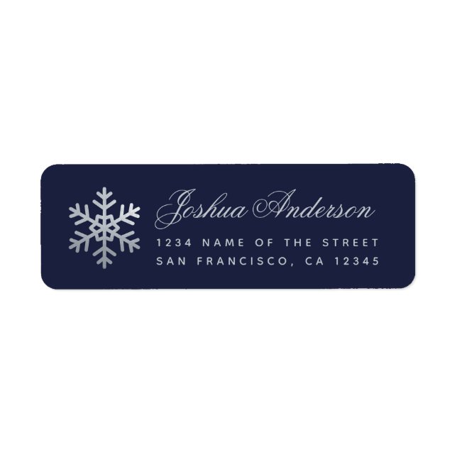 Snowflake Navy Blue Faux Silver Winter Holidays  (Vorne)