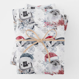 Snowflake Niedliches Weihnachtstiermuster Geschenkpapier Set