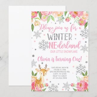 Snowflake Onederland Mädchen Geburtstag einladen. Einladung