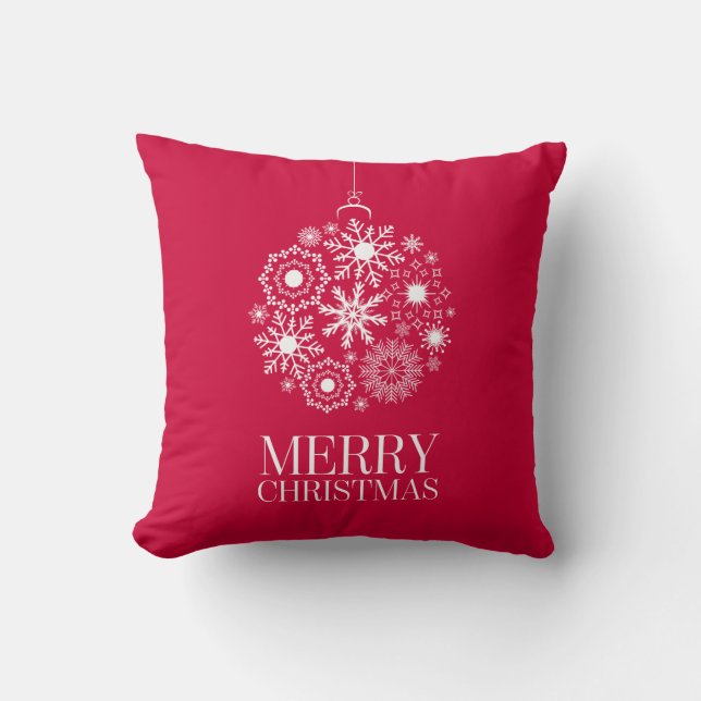 Snowflake Ornament Frohe Weihnachtsbaumkissen Kissen (Vorderseite)