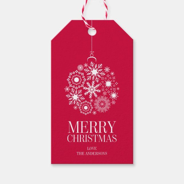 Snowflake Ornament Frohe Weihnachtsgeschenk Tag Geschenkanhänger (Vorderseite)
