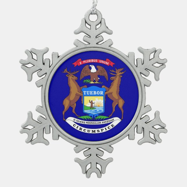 Snowflake Ornament mit Michigan Flag (Vorderseite)