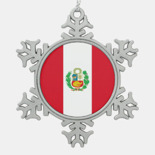 Snowflake-Ornament mit Peru-Flagge Schneeflocken Zinn-Ornament