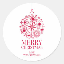 Snowflake Ornament Urlaub Frohe Weihnachtsaufklebe Runder Aufkleber