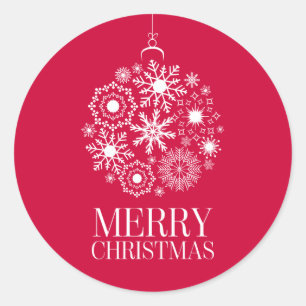 Snowflake Ornament Urlaub Frohe Weihnachtsaufklebe Runder Aufkleber